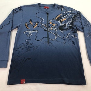 Vintage Dragon Painting Art Shirt, Dragon long sleeve, Japanese Art, Streetwear, Fashion, Unisex Large size