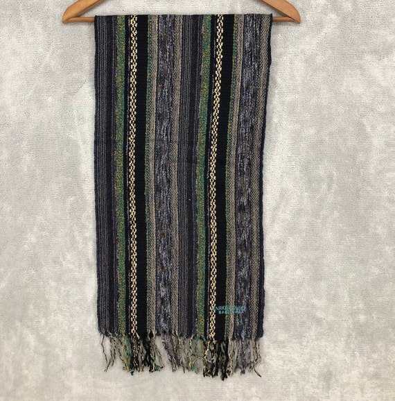 Vintage Multicolor Striped Woven Scarf Muffler Ne… - image 1