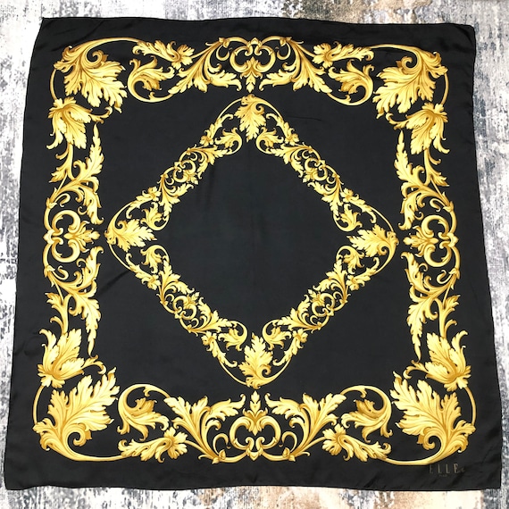 Vintage Elle Paris Silk Scarf ,Baroque Silk Shawl… - image 1