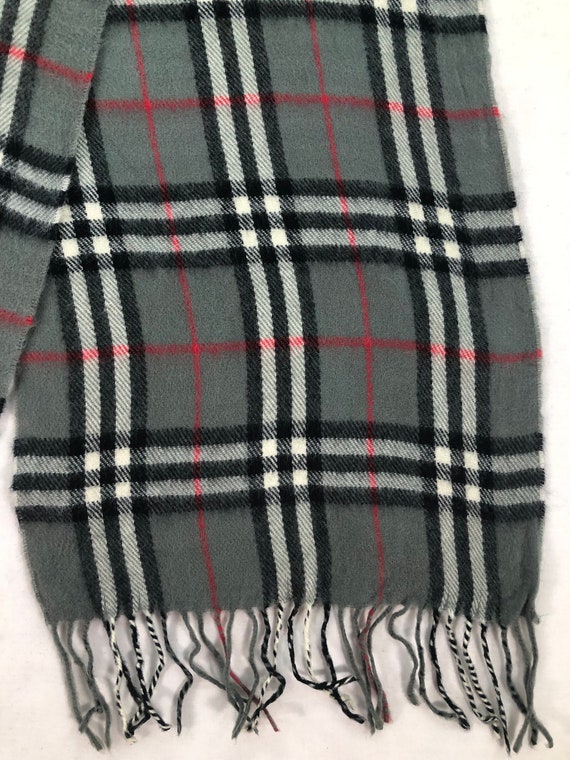 Burberry Grey Classic Check Vintage Scarf Muffler… - image 3