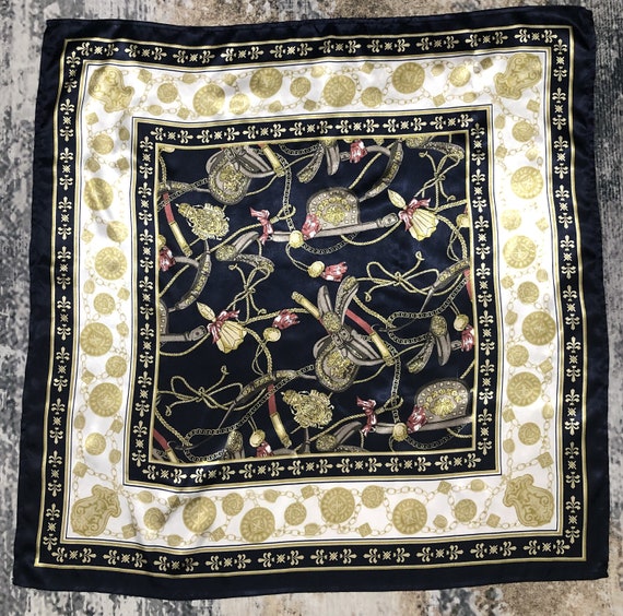 Vintage Baroque Silk Scarf Shawl Head Scarf Muffl… - image 1