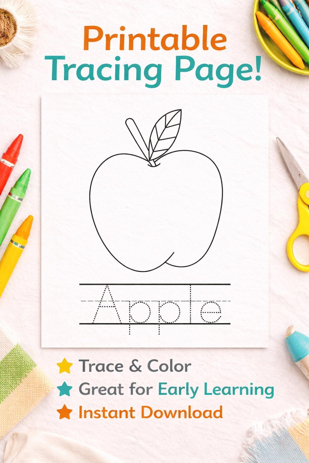 Fu Tracing Printable Tracing & Coloring Page | Kids Learning Worksheet | Instant ...