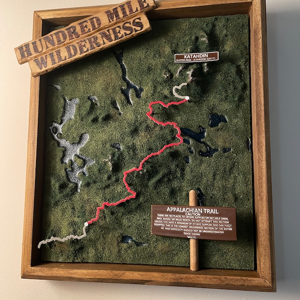 100 Mile Wilderness Map Etsy