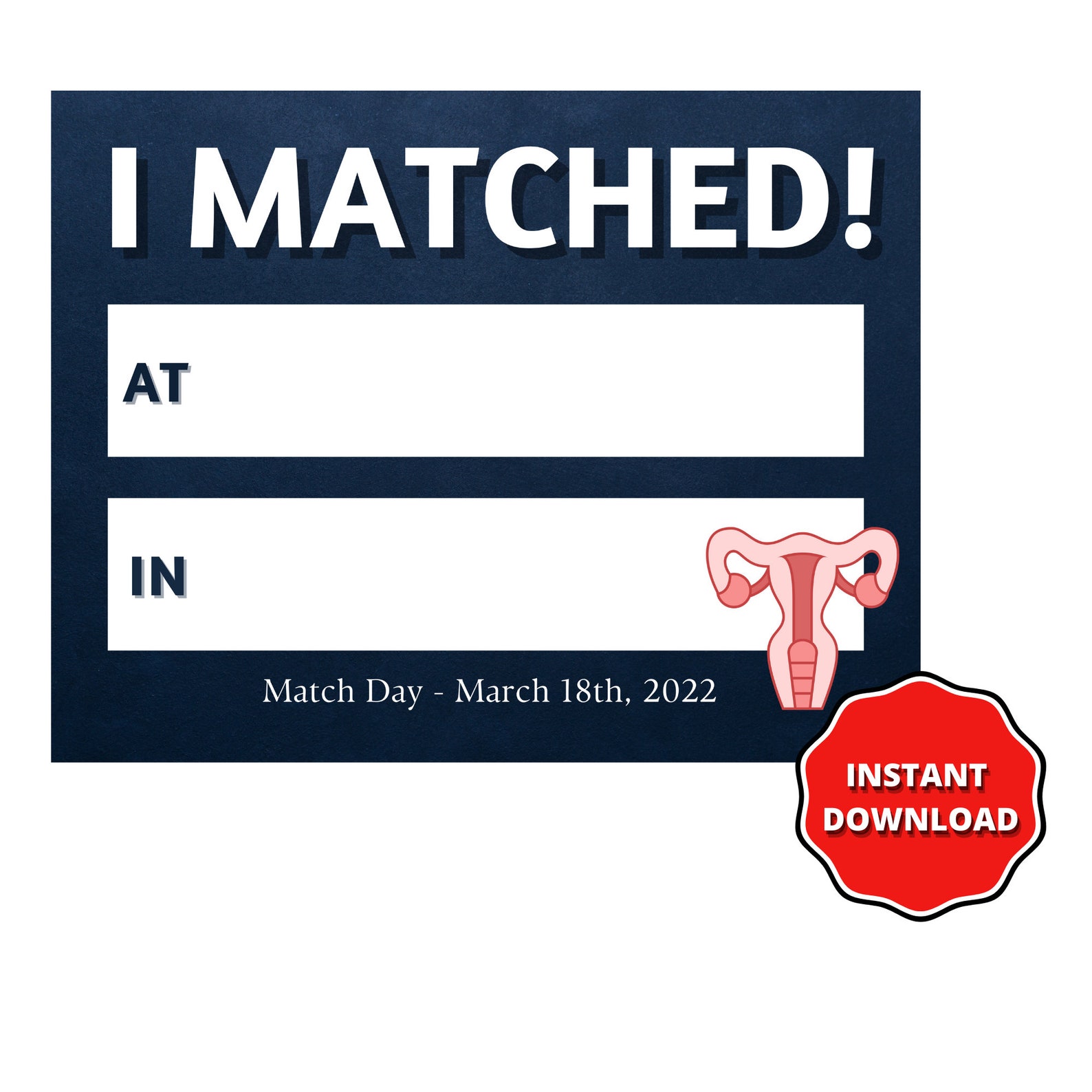 Residency Match Day 2022 Printable Sign Instant Digital Etsy