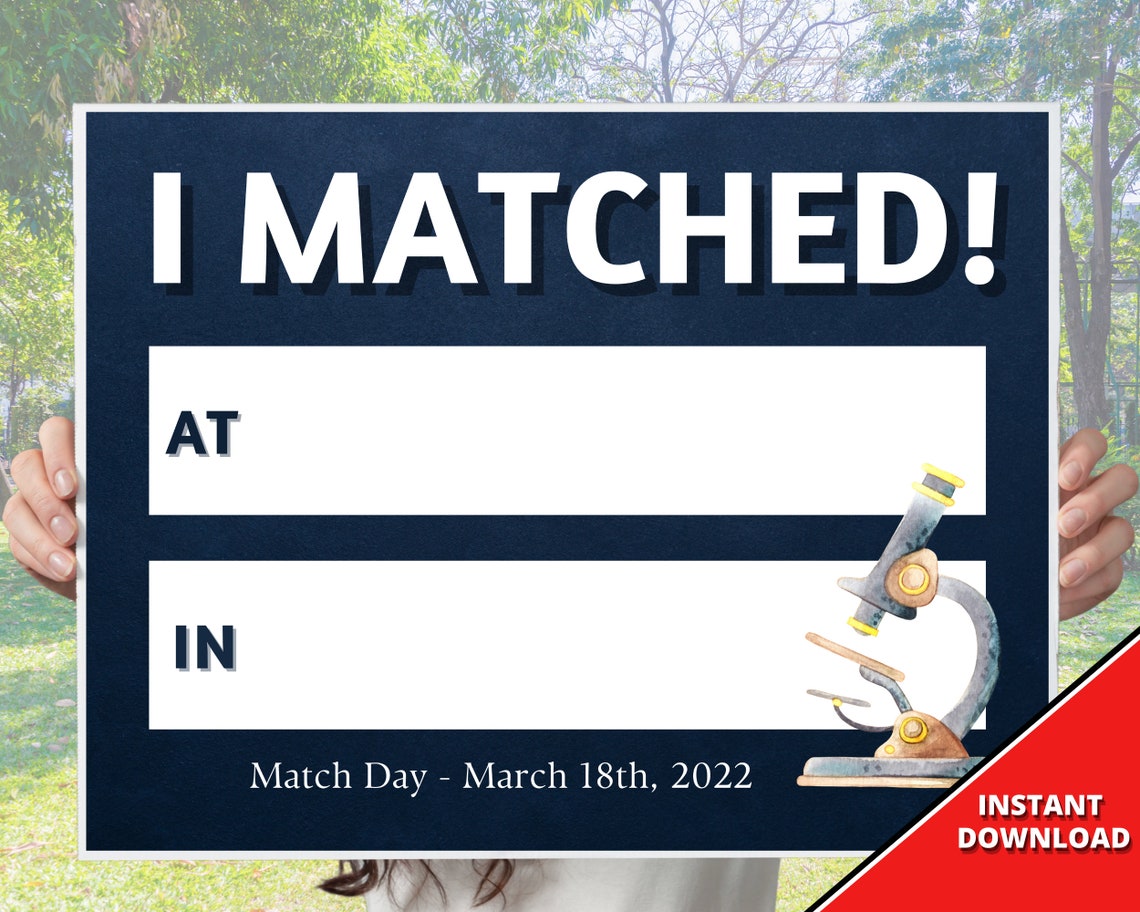 Residency Match Day 2022 Printable Sign Instant Digital Etsy