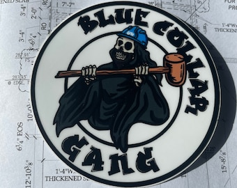 Blue collar gang | construction sticker| hard hat sticker | waterproof vinyl