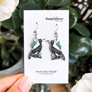 Magpie Earrings | Hypoallergenic base, Waterproof charm & Lightweight Gold Options