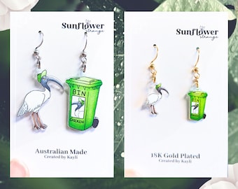 Bin Chicken and Ibis Earrings | Hypoallergenic base, Waterproof charm & Lightweight Gold Options