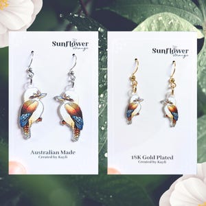 Brown Kookaburra Earrings | Hypoallergenic base, Waterproof charm & Lightweight Gold Options