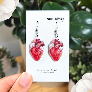 Human Heart Earrings | Hypoallergenic base, Waterproof charm & Lightweight Gold Options