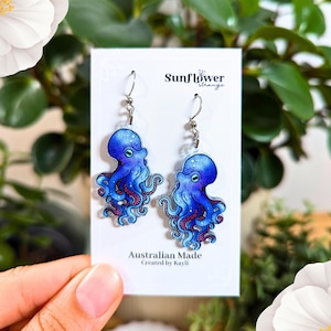 Octopus Earrings | Hypoallergenic base, Waterproof charm & Lightweight Gold Options