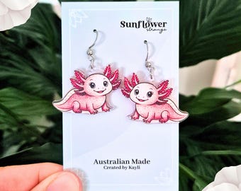 Axolotl Ohrringe | Hypoallergen & leicht | Gold und Clip on Optionen