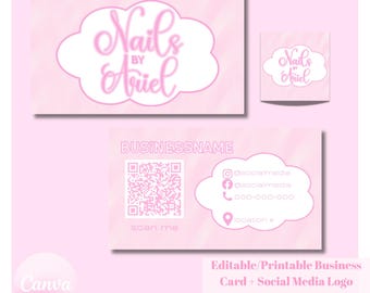 Nails-visitekaartje (bewerkbaar/afdrukbaar) (canva) + profielfoto/logo op sociale media