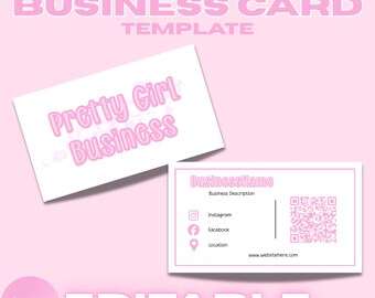 Eenvoudig sjabloon voor visitekaartjes, roze verloop, QR-code, bewerkbaar canva-ontwerp
