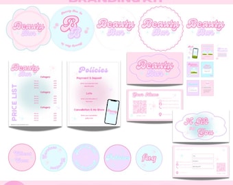 Canva-sjabloon luxe beautybrandingkit | Roze logo, socialemediabundel