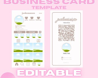 Sjabloon voor neutrale Instagram-visitekaartjes (bewerkbaar/afdrukbaar) (canva) Eenvoudig