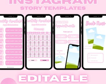Pink Coquette Instagram-verhaalsjablonen, beschikbaarheid beautyboekingen (canva bewerkbaar, digitale download)