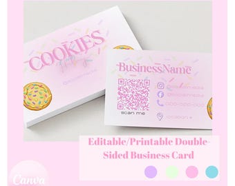 Visitekaartje voor het maken van koekjes/traktaties (bewerkbaar/afdrukbaar) (canva)