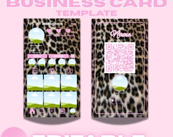 Sjabloon Instagram-visitekaartje Leopard (bewerkbaar/afdrukbaar) (canva) Baddie-branding
