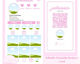 Sjabloon roze Instagram-visitekaartje (bewerkbaar/afdrukbaar) (canva)