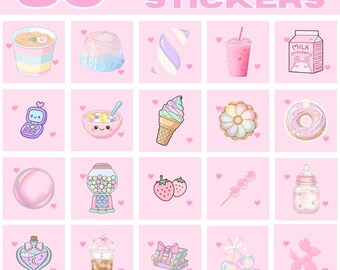 Pastelstickers, coquette-plakboekplanner, junkjournaal (digitale download)