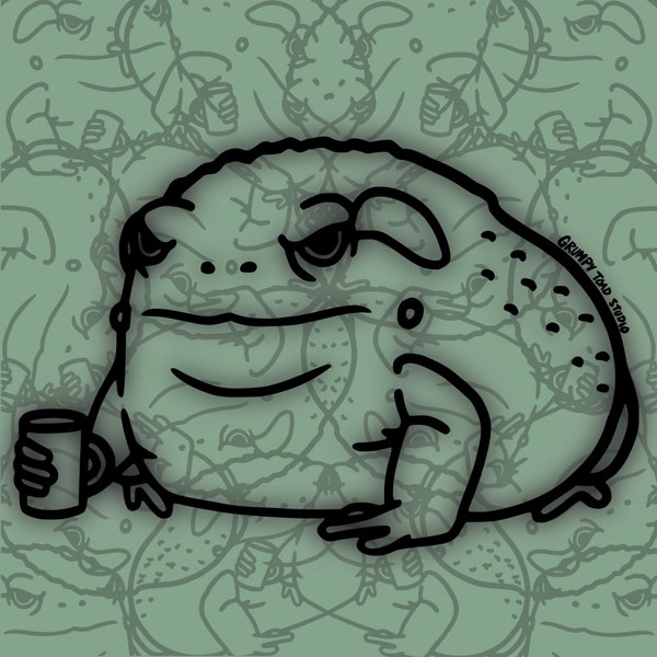 Grumpy Toad svg, Toad svg, Frog svg, Coffee svg, SVG for Cricut, PNG, Cut File, Silhouette