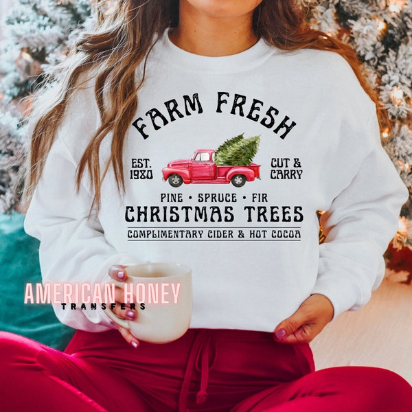 Ready To Press Farm Christmas Trees Thin Matte Clear Film Screen Print Transfer, Plastisol Ink Screen Print Transfer, Christmas Screen Print