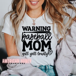 Ready To Press Warning Baseball Mom Screen Print Transfer, Plastisol Ink Screen Print Transfer, Baseball Screen Print Transfer, Mom Transfer