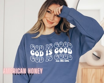 Ready To Press God Is Good WHITE Screen Print Transfer, Plastisol Ink Screen Print Transfer, Christian Screen Print Transfer, God Transfer