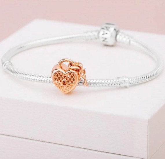 Pandora Charm Silver Rose Gold Rose 