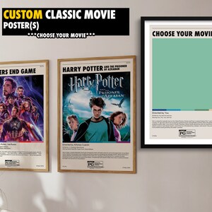 Classic Custom Movie Poster Print / Modern Room Decor / Movie Wall Art / Personalized Theater Gift Idea Him Her