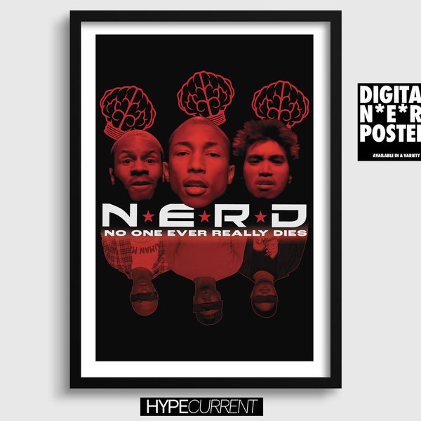 N.E.R.D No One Ever Really Dies Digital Band Poster | Instant Download | Home Decor | Digital Print | Gift for Him Her | Digital Download