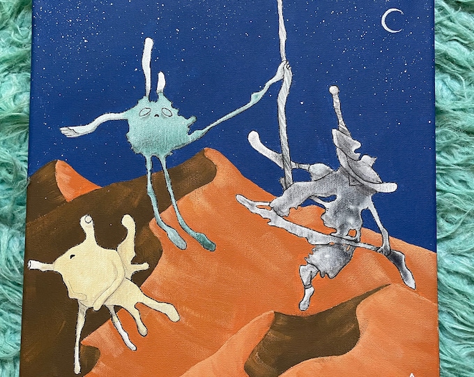 Desert Dwellers: Original Watercolor and Acrylic Painting on Canvas