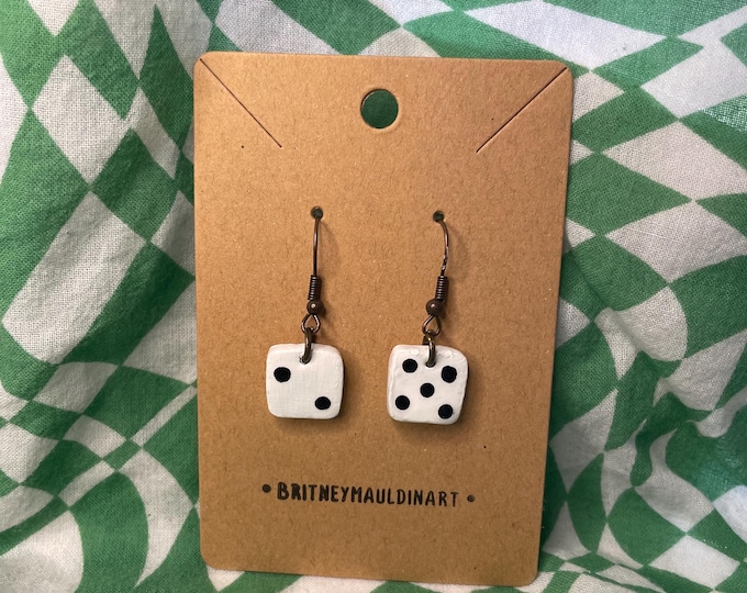 Handmade Polymer Clay Dice Earrings