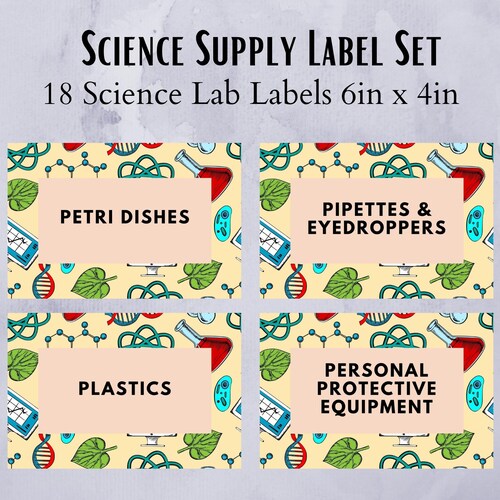 Science Lab Label Set Science Classroom Décor Science Etsy