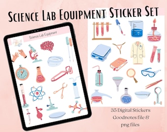 Pegatinas digitales de equipos de laboratorio de ciencias, pegatinas de GoodNotes, pegatinas de iPad, pegatinas de atención médica, pegatinas de ciencias, pegatinas de laboratorio médico, png