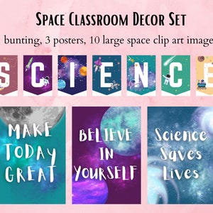 Space Science Classroom Decor Set, Science Teacher, Solar System, middle school science, STEM, Science Posters, Earth Science, Printable pdf