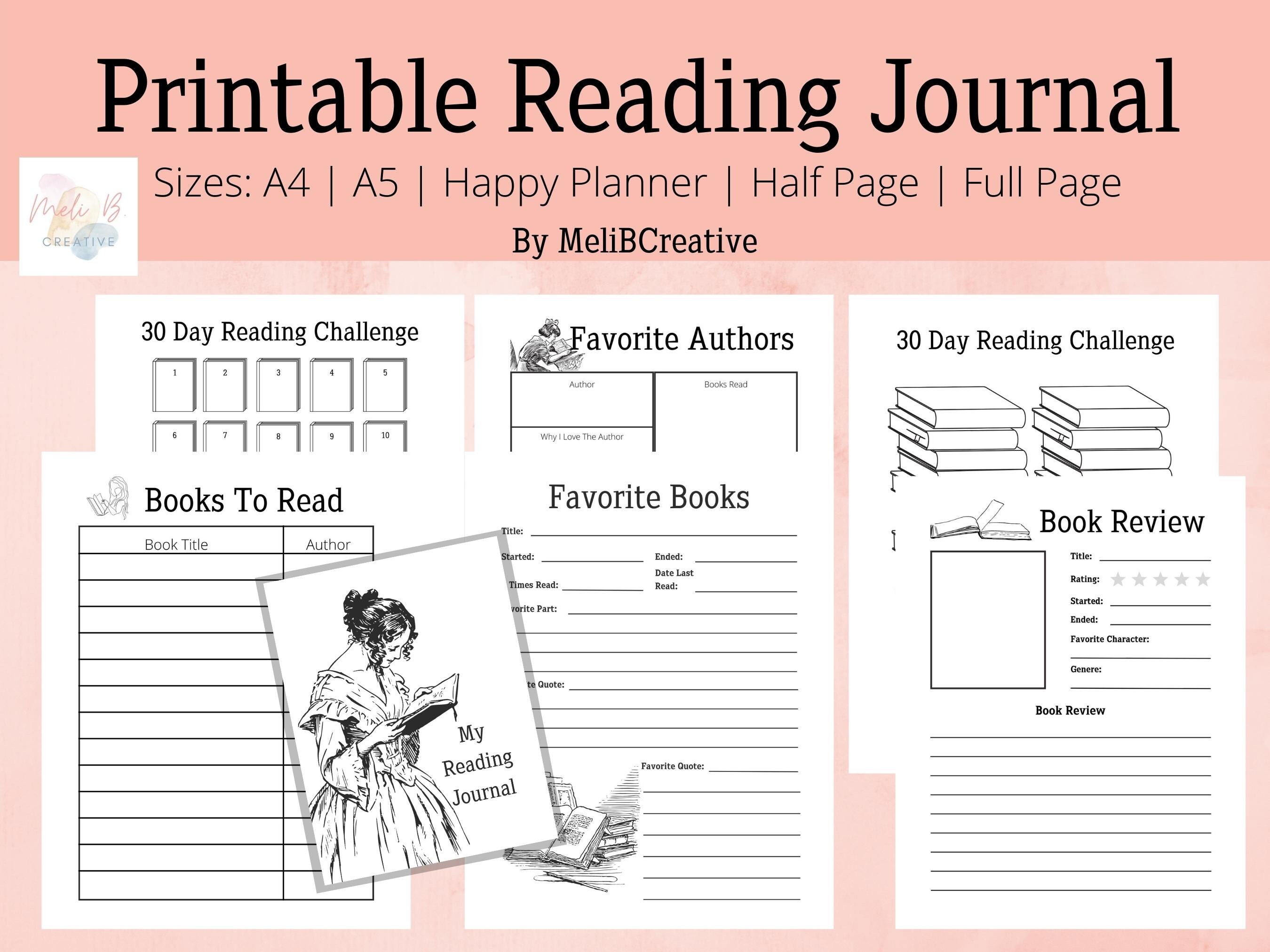 Printable Reading Journal, Reading Planner, Reading Ebook, Reading Tracker,  Book Planner, PDF Printable, Book Club, Book Lover English Class 