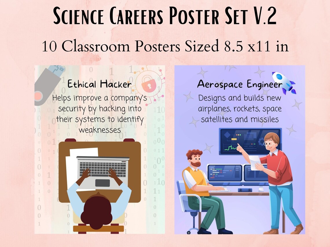 Science Careers Classroom Poster Set V.2, Science Classroom Décor, Women in Science, Anchor ...