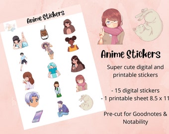 One Piece Digital Stickers, Anime Digital Stickers, Goodnotes