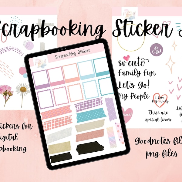 Scrapbooking Sticker Kit, Digital Stickers, Memory Keeping, Goodnotes Stickers, Notability Stickers, Photo Frame Stickers,