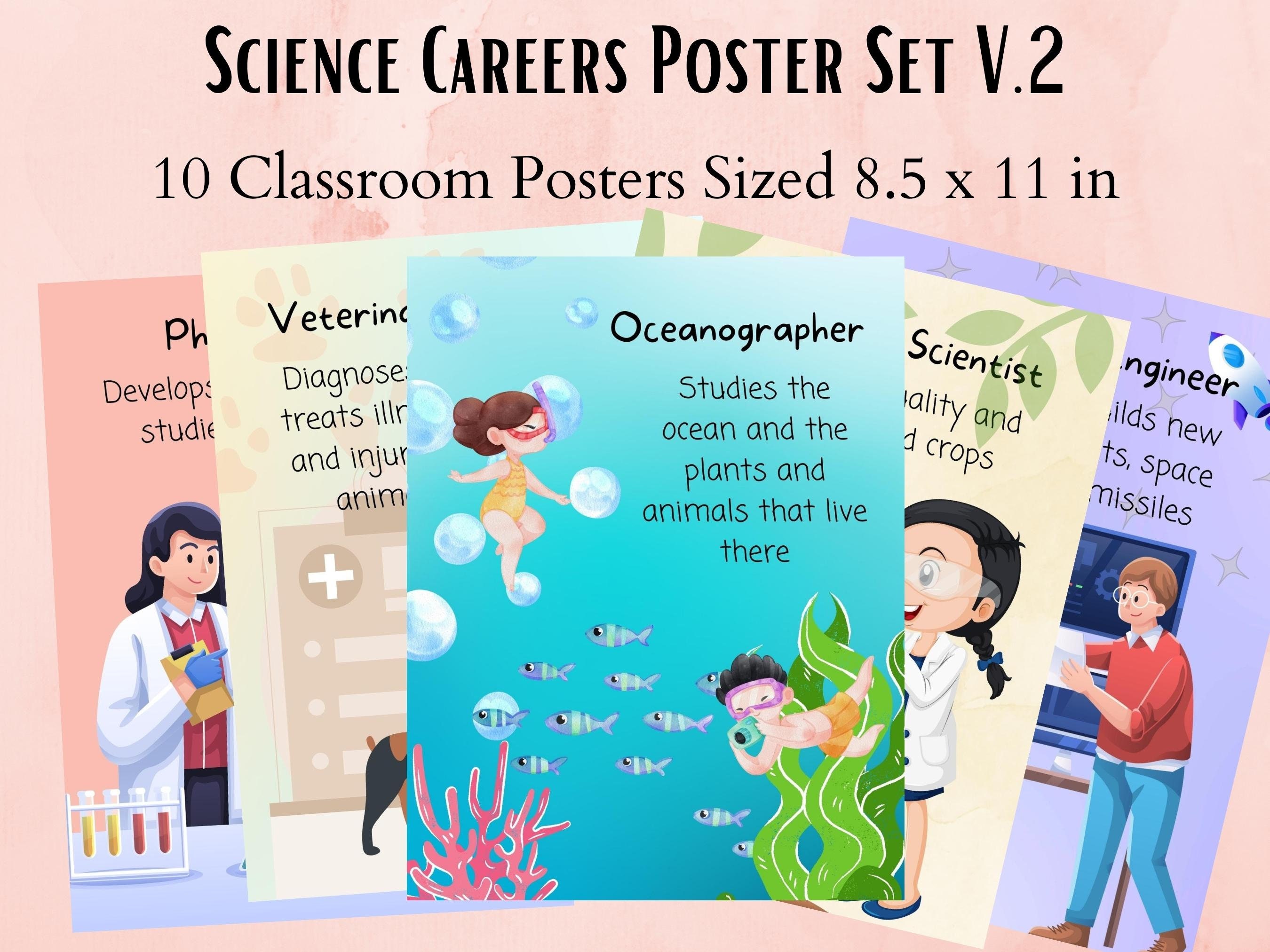 Science Careers Classroom Poster Set V.2 Science Classroom Etsy UK