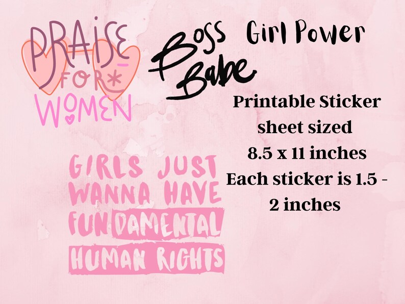 Girl Power Stickers Digital or Printable Sticker Sheet. for - Etsy