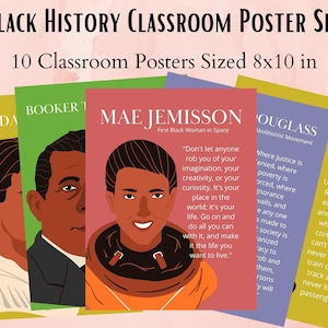 Zwarte geschiedenis maand klas decor poster set, Afro-Amerikaanse geschiedenis, geschiedenis klas, klas posters, afdrukbare poster, cadeau