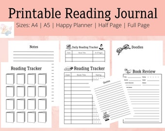 Printable Reading Journal, Reading Planner, Reading Ebook, Reading Tracker,  Book Planner, PDF Printable, Book Club, Book Lover English Class 