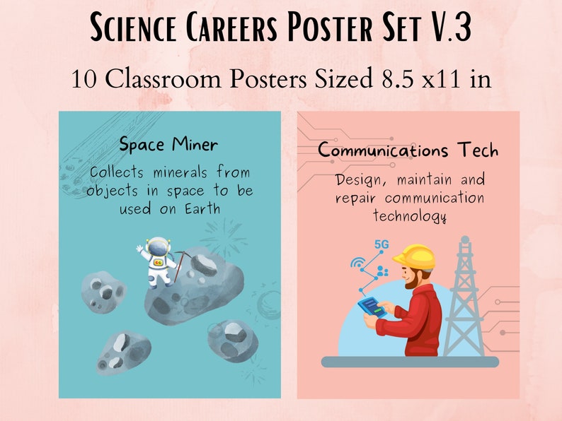 Science Careers Classroom Poster Set V.3 Science Classroom Etsy