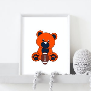 NFL Chicago Bears Poster Wall Art -DIGITAL PRINT- Minimalist Design for Nursery or Child&#39;s Bedroom - Simple American Football Sport Fan Art