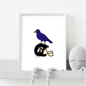NFL Baltimore Ravens Poster Wall Art -DIGITAL PRINT- Minimalist Design for Nursery or Kids Bedroom - Simple American Football Sport Fan Art