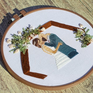 Custom Wedding Portrait Embroidery- Hand Stitched