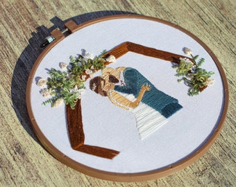 Custom Wedding Portrait Embroidery- Hand Stitched